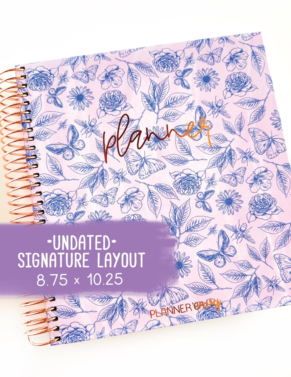Undated Planner - Signature Layout, Spiral Bound - "Butterfly Doodles" (#009)